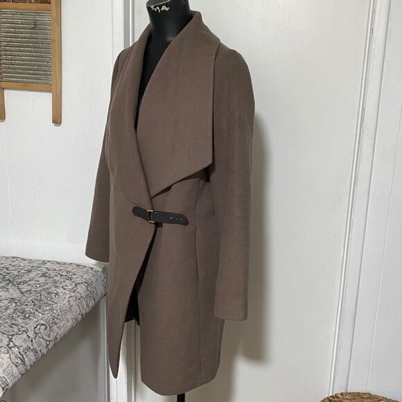 Lauren Ralph Lauren Asymmetrical Wool Blend Wrap Winter Coat Size 4 - Picture 4 of 8